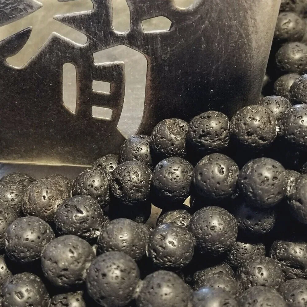 Volcanic Lava Natural Black Shades Rock Gemstone 10mm Round Beads 10 pcs